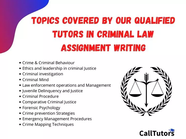 Topics covered by our Qualified Tutors in Criminal Law Assignment Writing Help